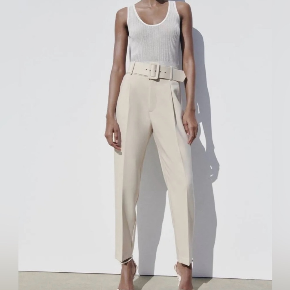 Zara High-Waisted Belted Pants